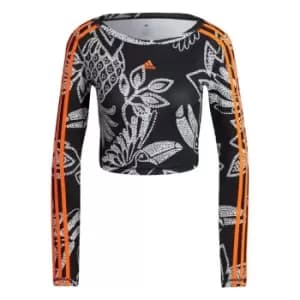 adidas FARM Rio Crop Long Sleeve Sweatshirt Womens - Black / App Signal Orange