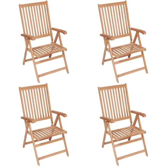 VIDAXL Reclining Garden Chairs 4 pcs Solid Teak Wood Vidaxl 8720286297735