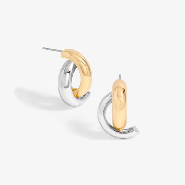 Mood Two Tone Polished Twist Hoop Earrings Multi