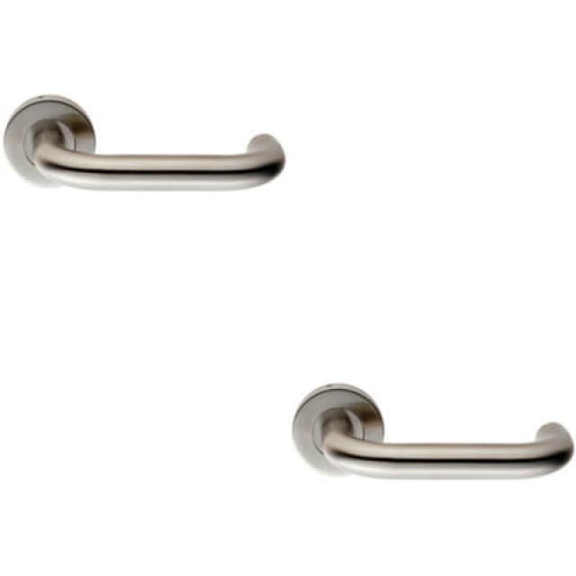 Loops 2x PAIR 19mm Round Bar Safety Lever on Slim Round Rose Concealed Fix Satin Steel Metallics