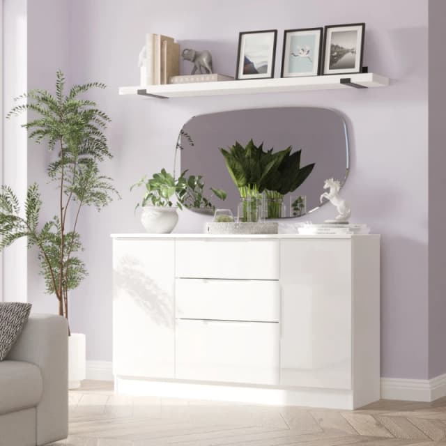 Ready Assembled 2 U Lucca 2 Door 3 Drawer Sideboard (Ready Assembled) in White Size: Large White Unisex Large