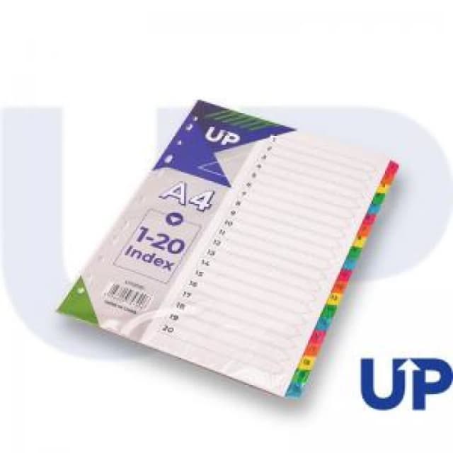 UP Index White Multicolour Tabs 1 - 20