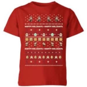 Nintendo Super Mario Happy Holidays The Good Guys Kid's Christmas T-Shirt - Red - 11-12 Years