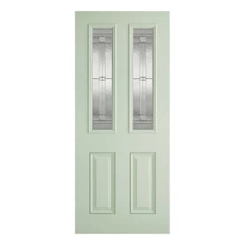 LPD Malton Victorian Fully Finished Light Green Composite Glazed with Obscure Glazing External Front Door - 1981mm x 838mm (78 inch x 33 inch) LPD Doo