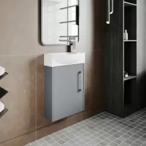 Hudson Reed Juno Compact LH Wall Hung Vanity Unit and Basin 440mm Wide - Coastal Grey
