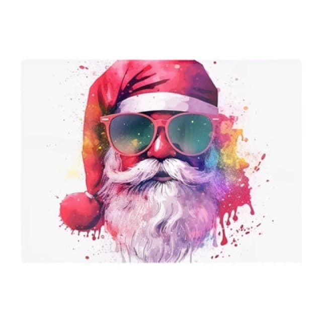 Warren Reed Designer Splashart Santa In Glasses Chopping Board