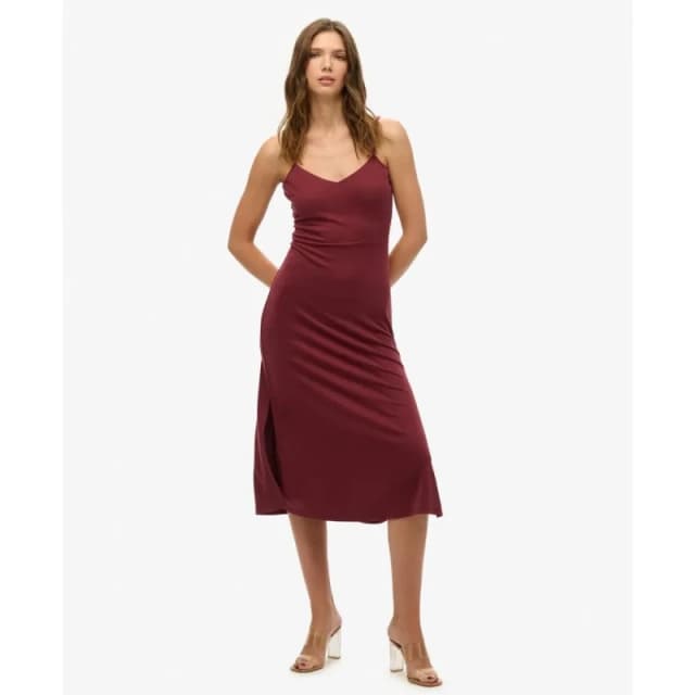 Superdry Open-back jersey dress For Her Superdry Marron Female XS