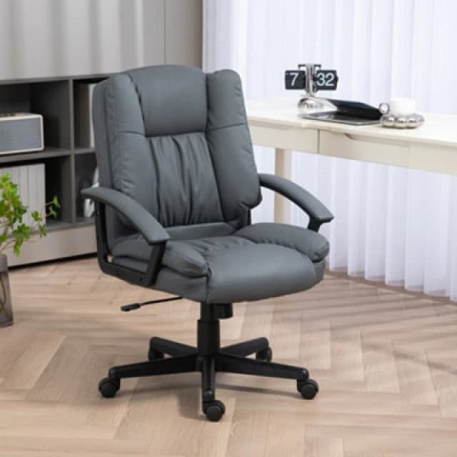 HOMCOM Vinsetto Faux Leather Computer Desk Chair Executive Chair - Dark Grey 921-049V70CG