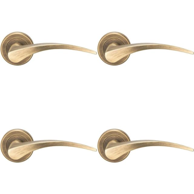 Loops 4x PAIR Arched Tapered Handle on Round Rose Concealed Fix Antique Brass Metallics