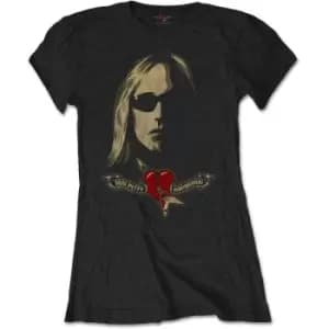 Tom Petty & The Heartbreakers - Shades & Logo Ladies Large T-Shirt - Black