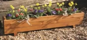 Tom Chambers Hand Made 87cm x 28cm Traditional Rustic Wooden Large Garden Trough Flower Bed Planter