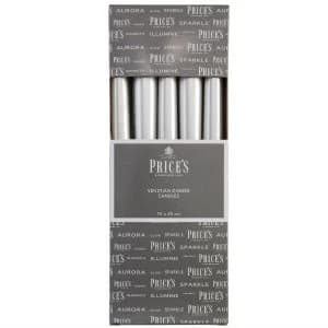 Prices Prices 10 Venetian Dinner Candles - Silver