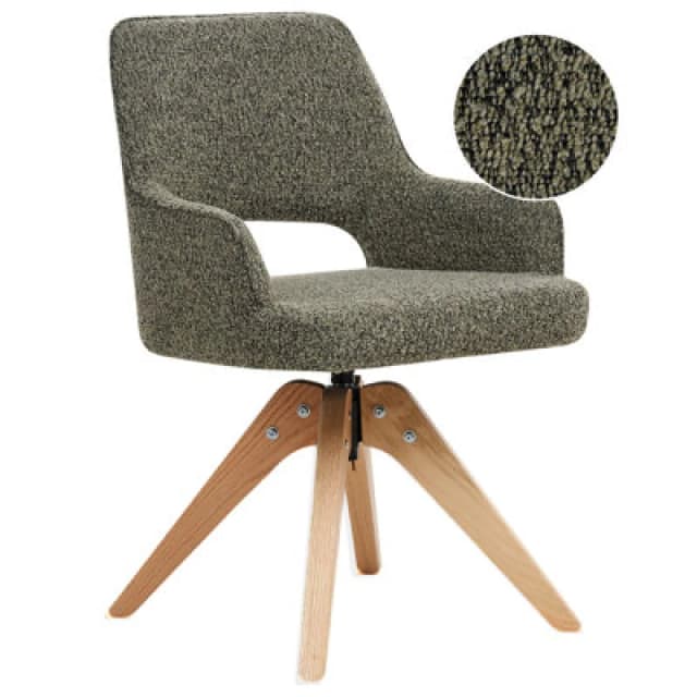 Beliani Dining Chair Swivel Moravia Boucle Green