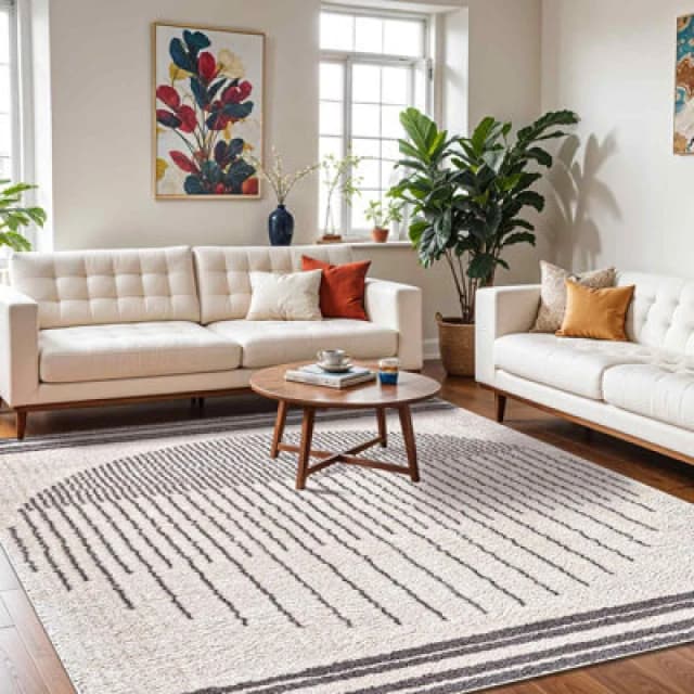Livabliss Machine Washable Global Shaggy Charcoal Enso3 Area Rug 200 X 275cm - Easy Care, Non Shedding, Ideal For Living Room & Bedroom