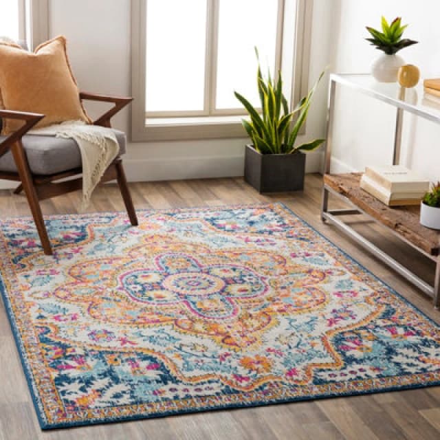 Livabliss Vintage Oriental Boho Navy Willow Area Rug 160 X 215cm - Easy Care, Non Shedding, Ideal For Living Room & Bedroom