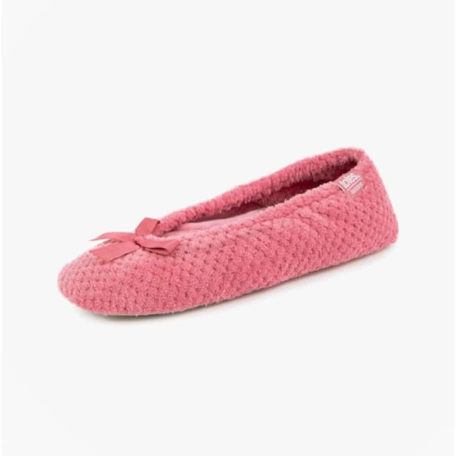 Totes Isotoner Womens Popcorn Ballet Slip On Low Top Slippers in Pink Size: 4-5 Pink Female 4-5