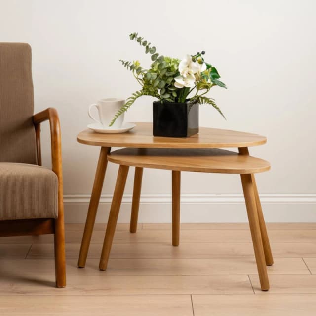 Scottish Everlastings Ltd Set of 2 Wooden Oval Tables in Natural Natural Unisex