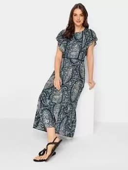 Long Tall Sally Paisley Print Maxi Dress - Navy , Black, Size 12, Women