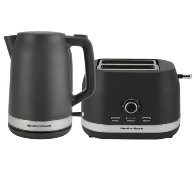 HAMILTON BEACH Ella Breakfast Jug Kettle & 2-Slice Toaster Bundle - Charcoal, Black 5060916372009