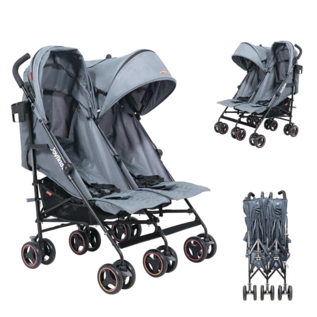 JoviKids Jovi Kids Ezra Twin Stroller - Grey Pushchairs Single Grey 70798702010