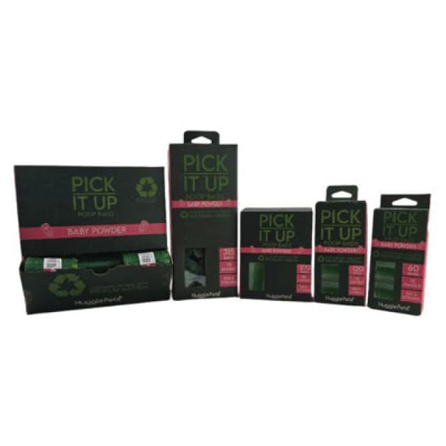 HugglePets Pick It Up Baby Powder Dog Poop Bags - 15 Rolls (270pk) Green unisex