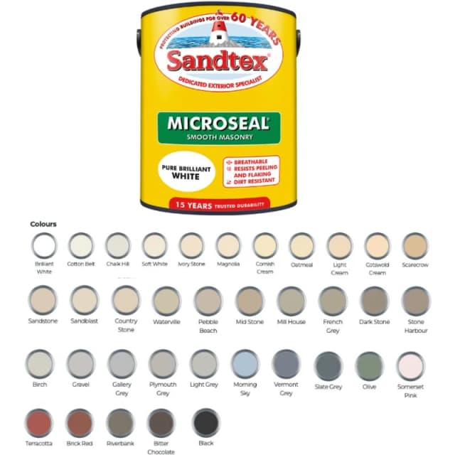 Sandtex Microseal Smooth Masonry Gallery Grey 5L, Grey 5090794