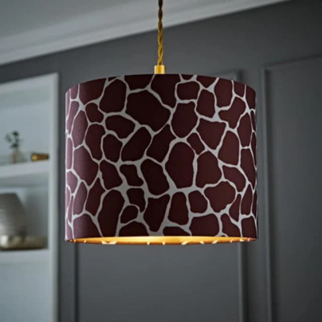 ValueLights ValueLights Oasis Giraffe Print Fabric with Metallic Gold Inner Drum Ceiling Lamp Shade Multi One Size Unisex 5016529272557