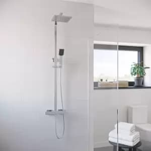 Thermostatic Mixer Bar Shower with Square Overhead & Handset - Vira