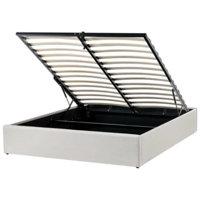 Beliani Ottoman Bed Without Headboard Fabric Dinan 140 X 200 Cm (Eu Double) Light Beige