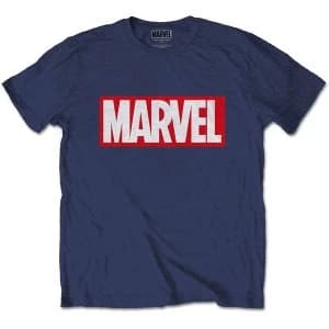 Marvel Comics - Marvel Box Logo Unisex Large T-Shirt - Blue