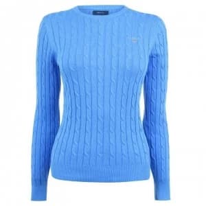 Gant Cotton Cable Knit Jumper - 445 Pac Blue