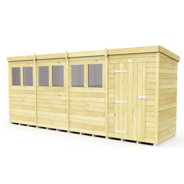 Buttercup Farm 16 x 4 Feet Pent Security Shed - Double Door - L118 x W474 x H201cm in Brown Brown Unisex