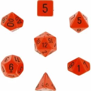 Chessex Opaque Poly 7 Dice Set: Orange/Black