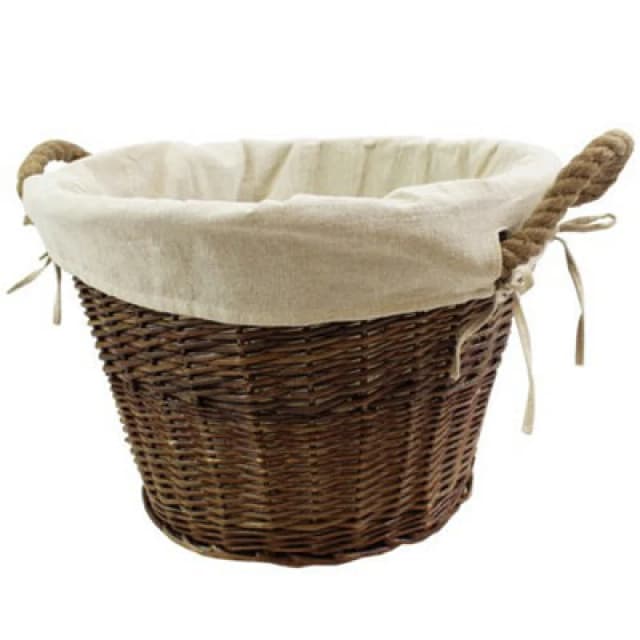 JVL Medium Log basket with Liner & Rope Handles Dark Brown unisex