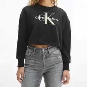 Calvin Klein Jeans Womens Seasonal Monogram Crew Neck Sweatshirt - Ck Black - L