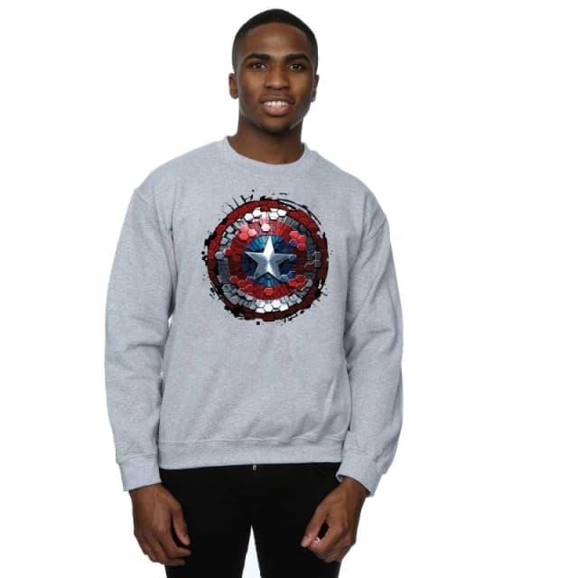 Marvel Marvel Men Captain America Civil War Hex Shield Sweatshirt in Grey Size: Small Grey S Male 5057068018688