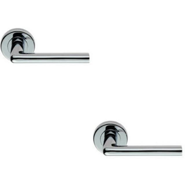 Loops 2x PAIR Rounded Straight Bar Handle Concealed Fix Round Rose Polished Chrome Multi