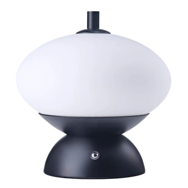 Happy Homewares Black Domed Rechargeable Touch Dimmable Table Lamp with Frosted Glass Shade Black Unisex