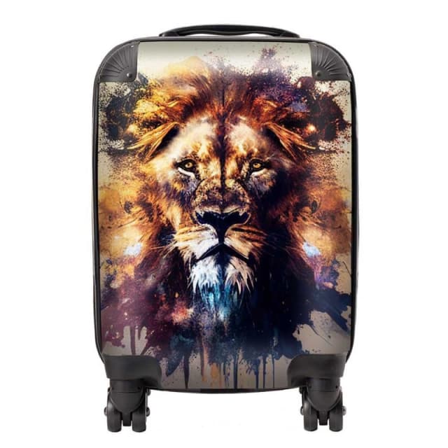 Warren Reed - Designer Majestic Lion Face Splashart Suitcase in Brown Size: Large Brown Unisex Large