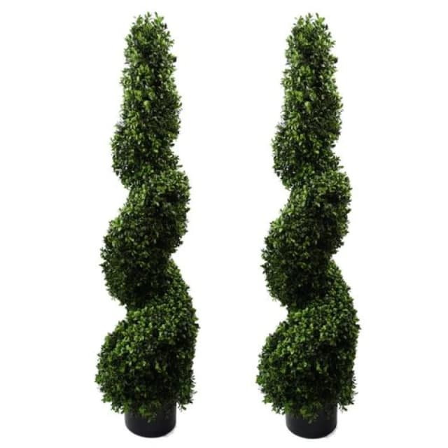 Leaf 120cm Pair of Spiral Buxus Artificial Tree UV Resistant Outdoor