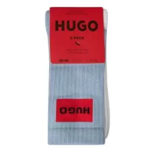 Hugo 2 Pack Logo Label Crew Socks - Blue