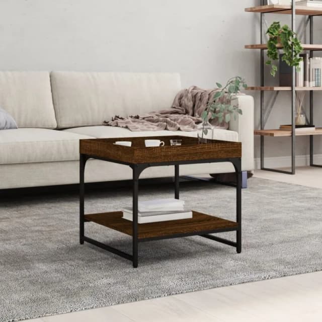 VIDAXL Coffee Table Brown Oak 49.5x49.5x45cm Engineered Wood Vidaxl 832812