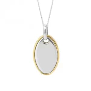 Two Tone Double Oval Disc Yellow Gold Pendant P5257