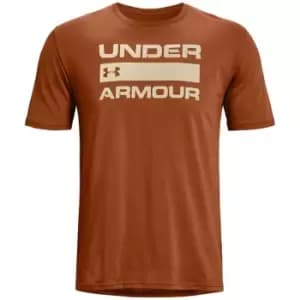 Under Armour Team Wordmark Short Sleeve T Shirt Mens - Orange