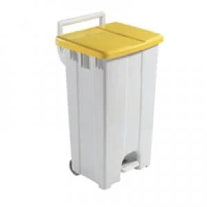 Slingsby Grey 90 Litre Plastic Pedal Bin With Yellow Lid 357002
