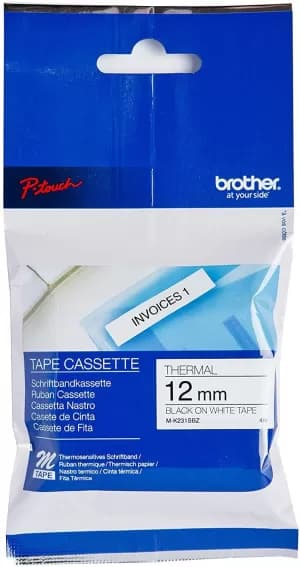 Brother MK231SBZ Original P-touch Black on White Tape 12mm x 4m