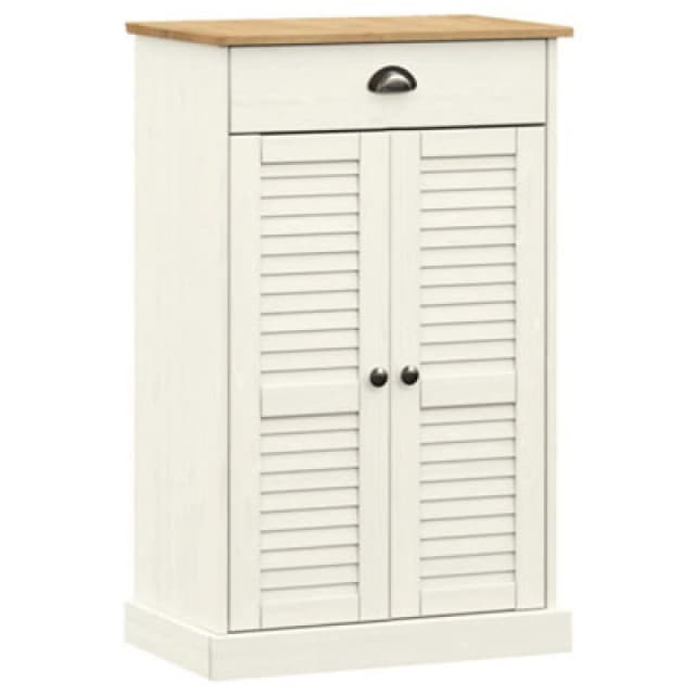 Vidaxl Shoe Cabinet Vigo White 60X35X96cm Solid Wood Pine