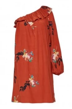 French Connection Delphine One Shoulder Drape Dress Red