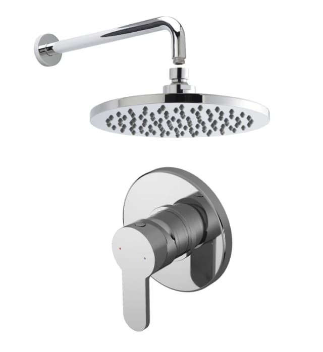 Balterley Pride Shower Bundle Concealed Round Manual Valve Arm Head Kit in Silver Silver Unisex