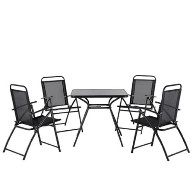 Beliani Garden Dining Set 4 Seater Livo Metal Black
